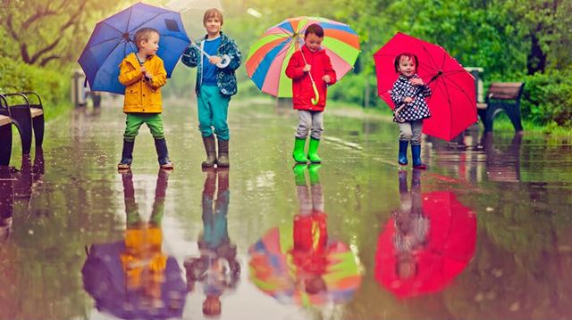 Rainy day activities for kids - splash in puddles